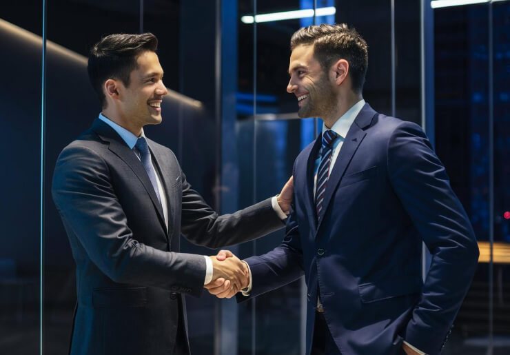 Two business owners shaking hands